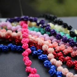 50pcs/Lot 6mm Artificial coral Beads Cabochon Rose Flower Multi-Color Fashion Beads  for Jewelry Bracelet Making DIY accessoires