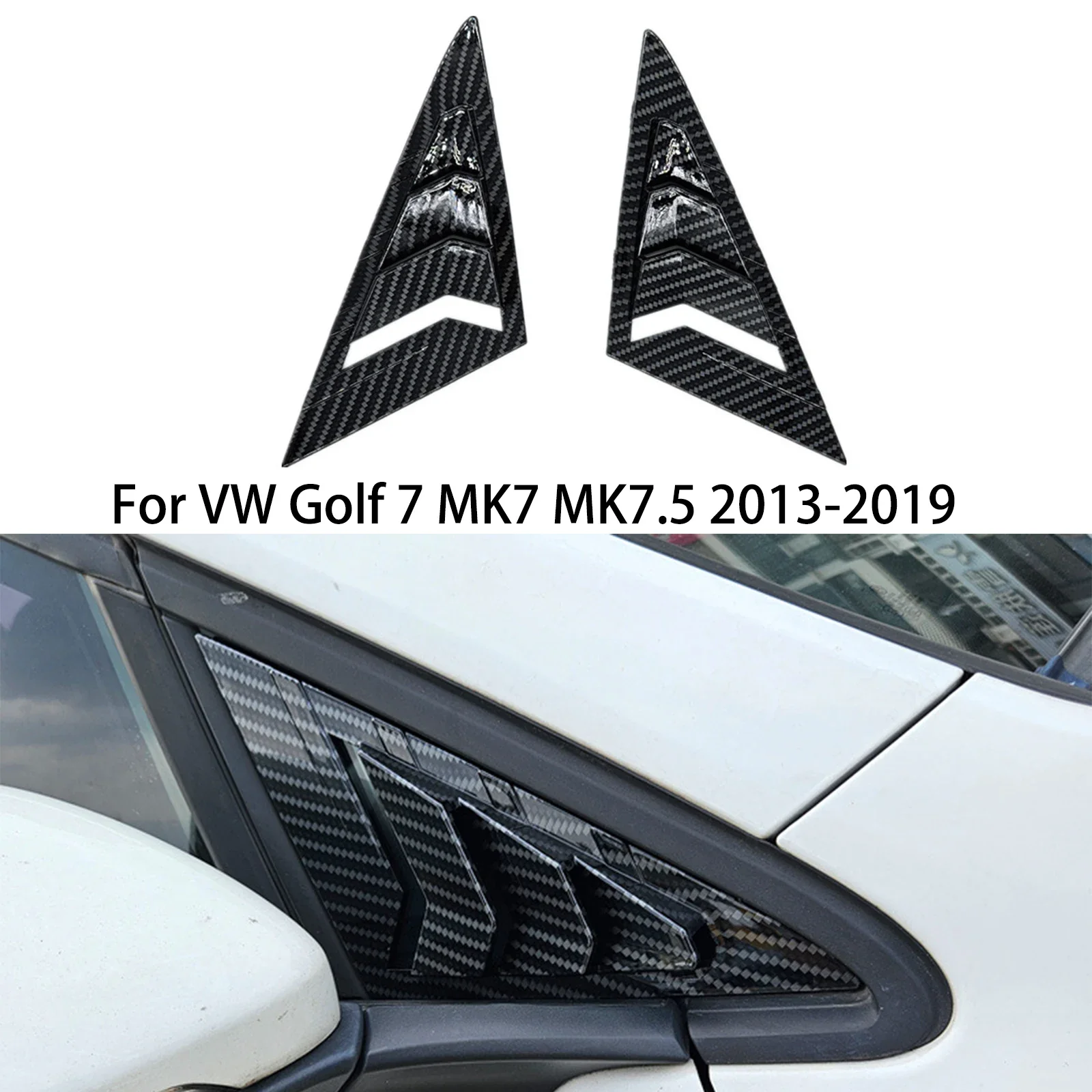 

For VW Golf 7 MK7 MK7.5 2013-2019 Front Triangle Window Louver Side Shutter Shades Cover Trim Sticker Vent Carbon Car Accessory