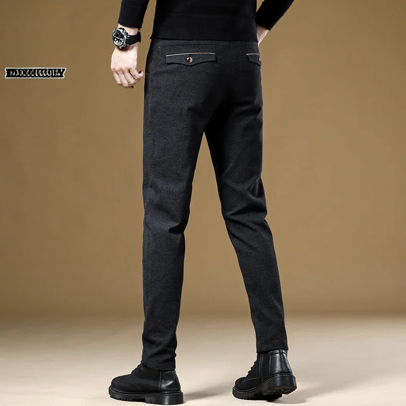 

Мужские повседневные брюки Slim Fit, весна 2024, модные черные универсальные длинные брюки для молодежи, с завышенной талией