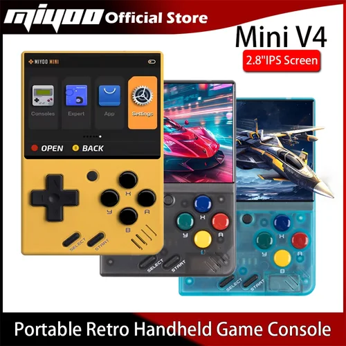 Imagen 1 del producto Consola de juegos portátil MIYOO Mini V4 Retro, pantalla IPS de 2,8 pulgadas, consolas de videojuegos pequeñas, emulador de juegos clásico