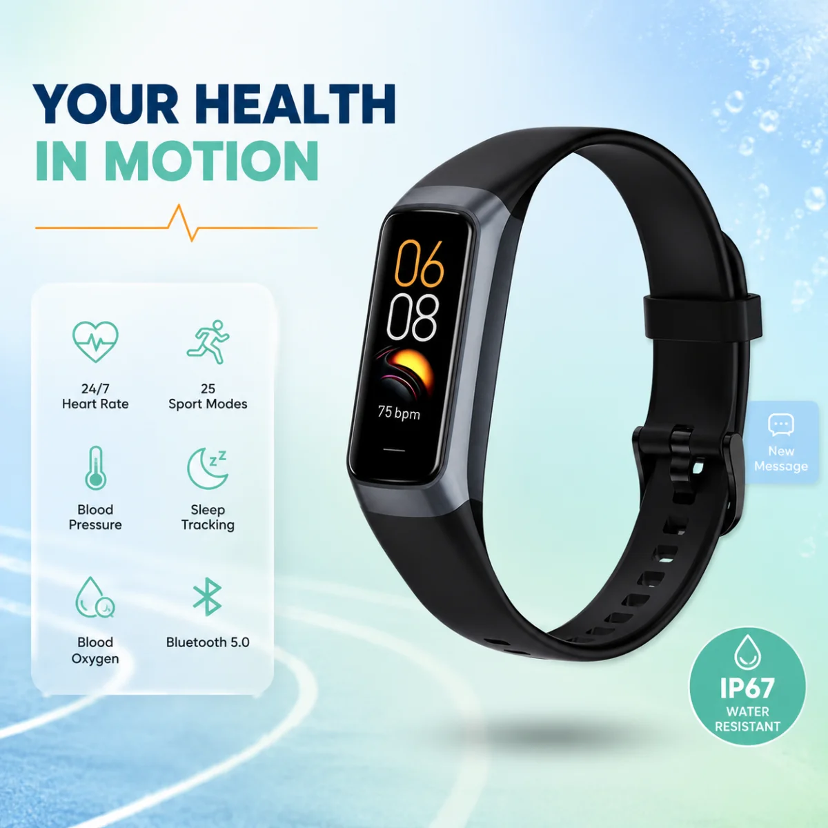 LIGE Smart Bracelet Fashion Health Monitoring Sport Fitness Tracker Body Temperature Waterproof Smart Watches For Android IOS