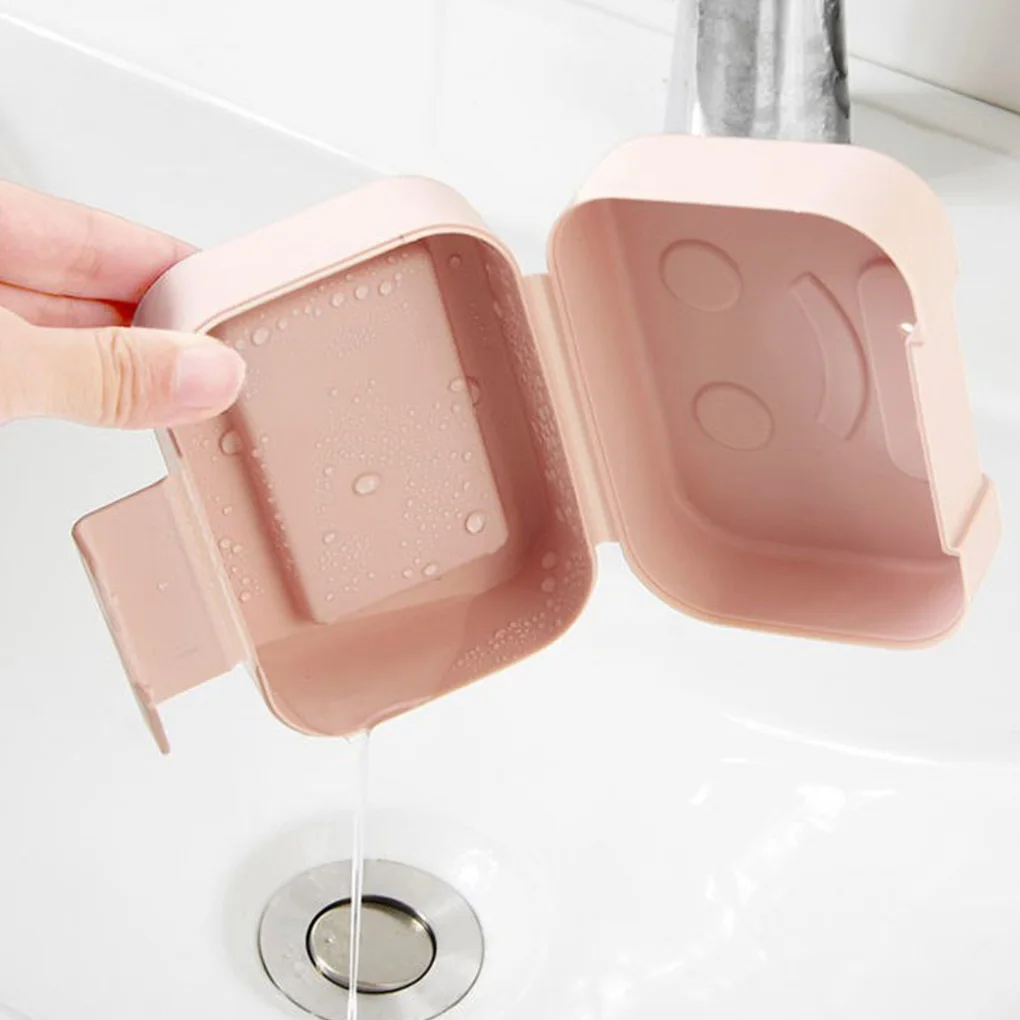 Waterproof Travel Soap Box Case Bathroom Holder Dish with Lid Lockable Lovely Convenient Candy Color for Accessory