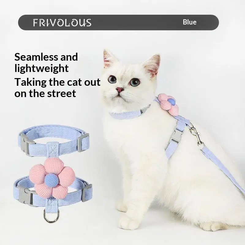 1 Set Cat Harness Leash Sets Adjustable Dog Harness For Small Dog Leash Breashable Pet Harness Out Walking Dog Strap