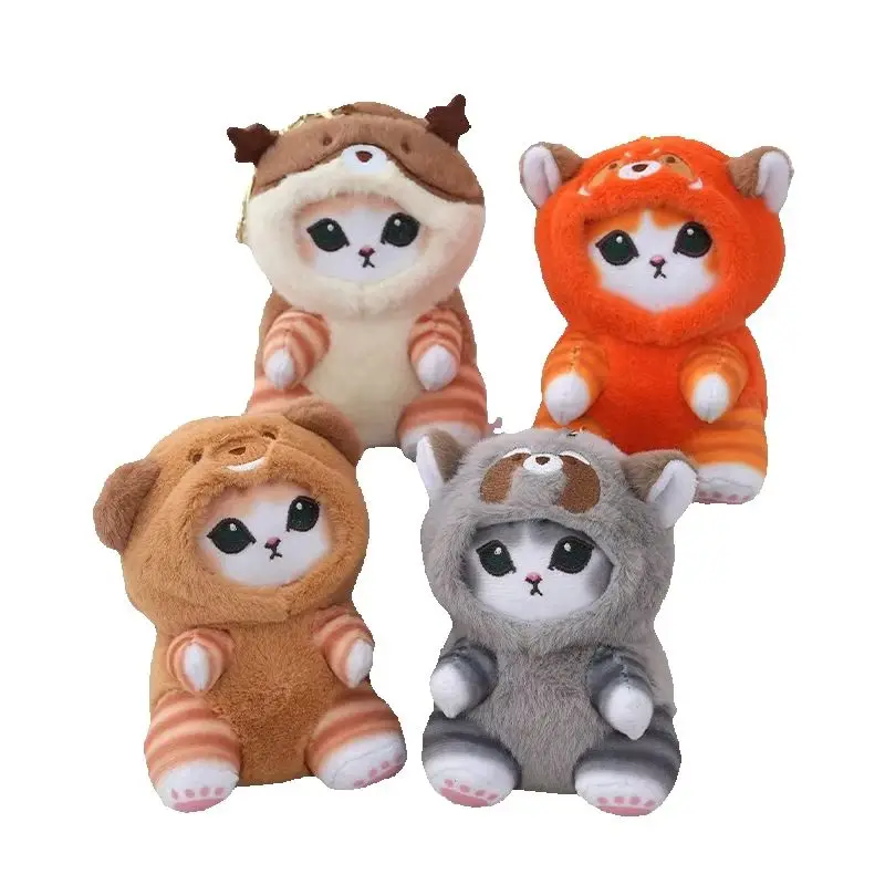 2026 Hot Sale Kawaii Keychain Pendant Cartoon Mofusand Shark Cat Cross-Dressing doll Backpack Decor Toys Birthday Gifts