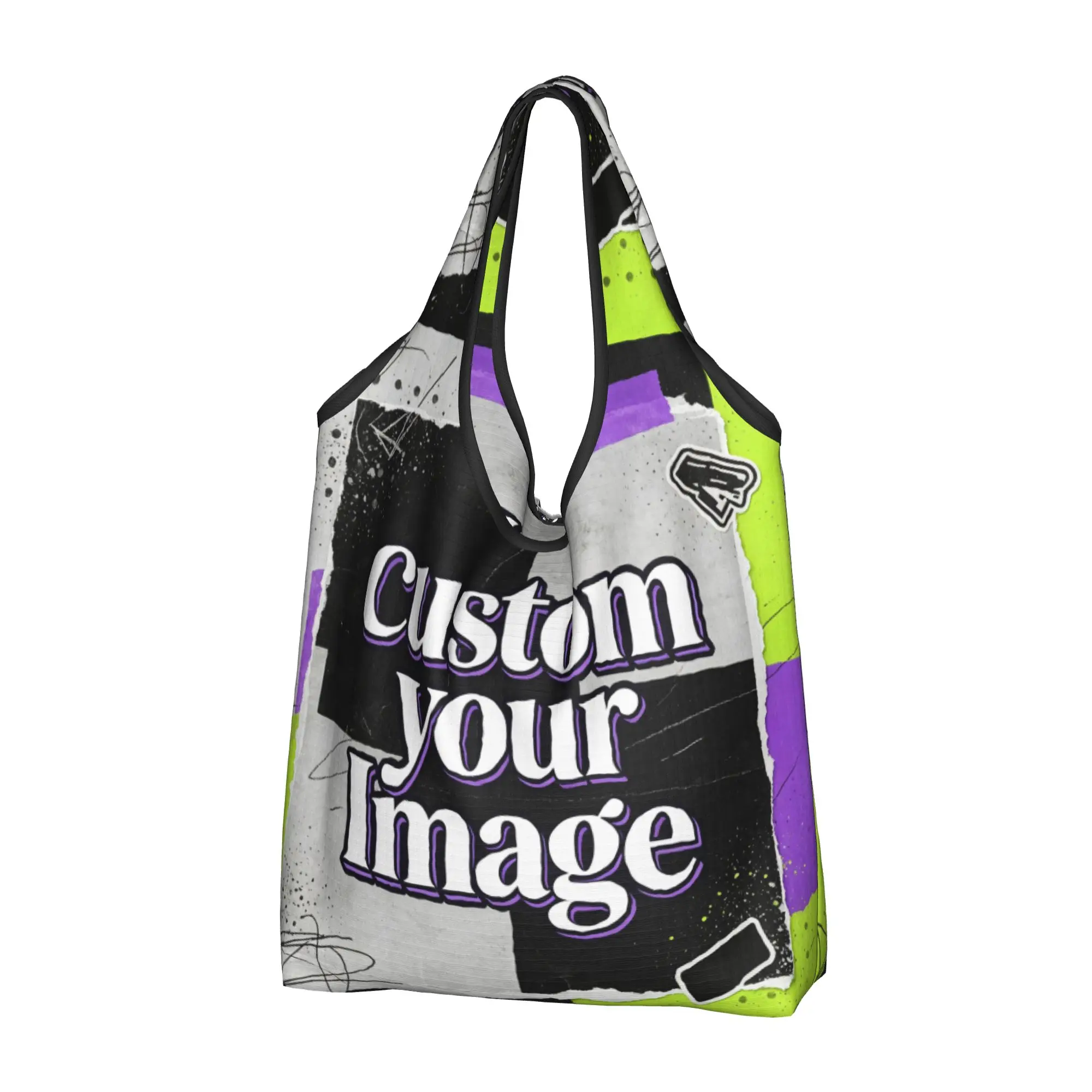 Recycling Custom Your Image Logo Text Shopping Bag Women Tote Bag Portable  Grocery Shopper Bags