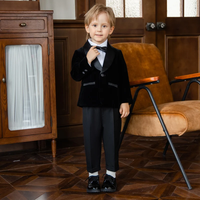 الأطفال ربيع الخريف سليم صالح البدلة مجموعة الصبي البيانو المضيف أداء عيد ميلاد التصوير زي الاطفال السترة السراويل ربطة الزي