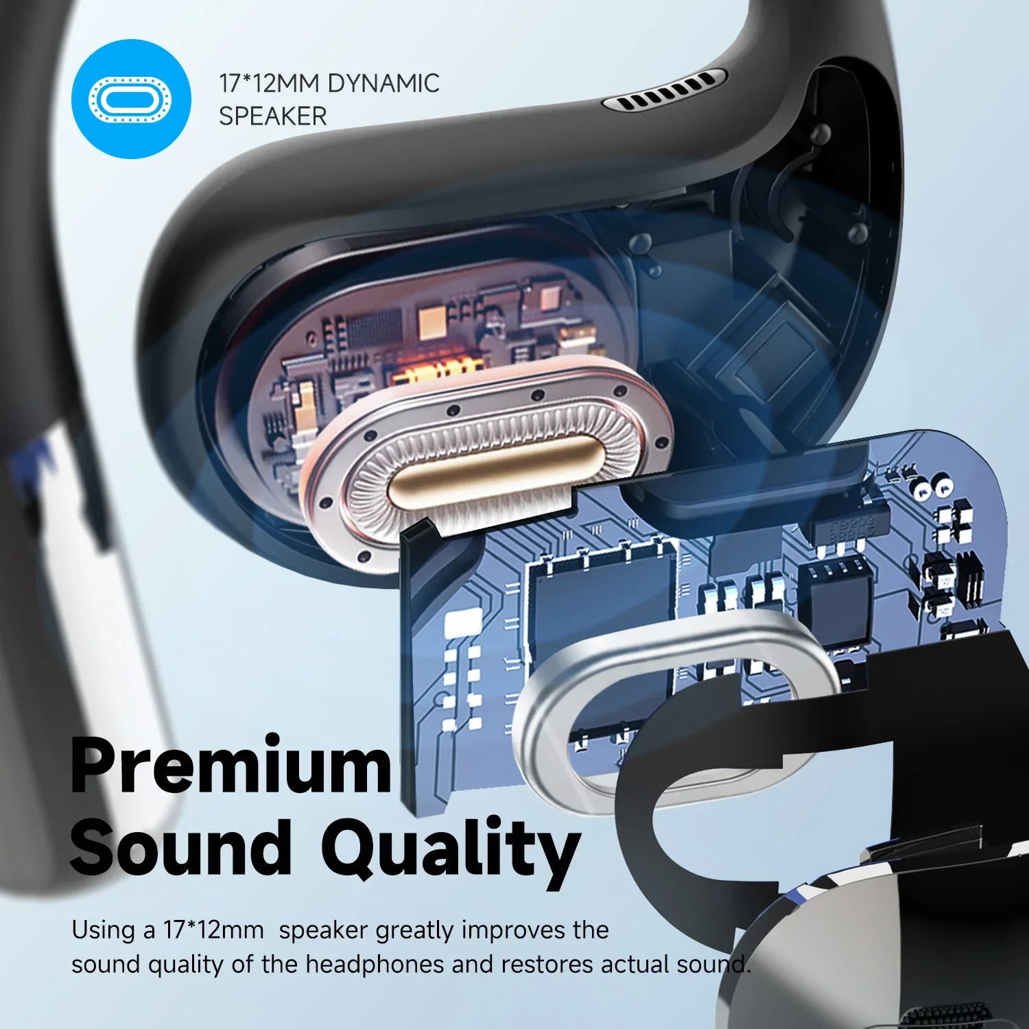 Oneodio SuperEQ T44 سماعات أذن مفتوحة سماعة لاسلكية تعمل بالبلوتوث 5.3 سماعات توصيل هوائي سماعات أذن رياضية مع 4 ENC Mic Bass OWS