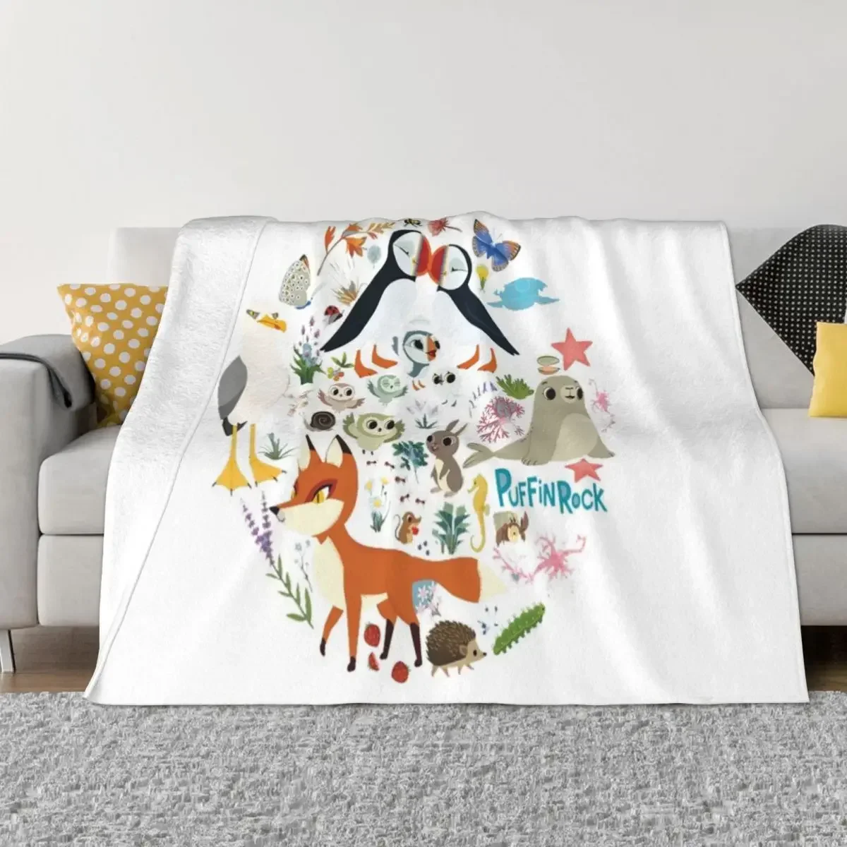 Puffin Rock gift for fans puffin rock characters Throw Blanket Luxury Designer Blanket Soft Big Blanket