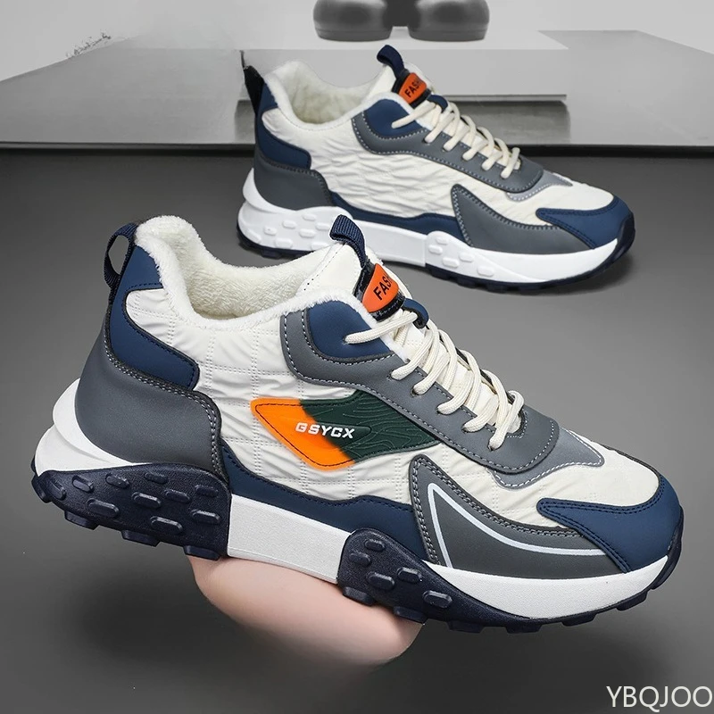 New fashionable versatile men's autumn winter warm casual trend shoes thick soled sports leisure comfortable men shoes