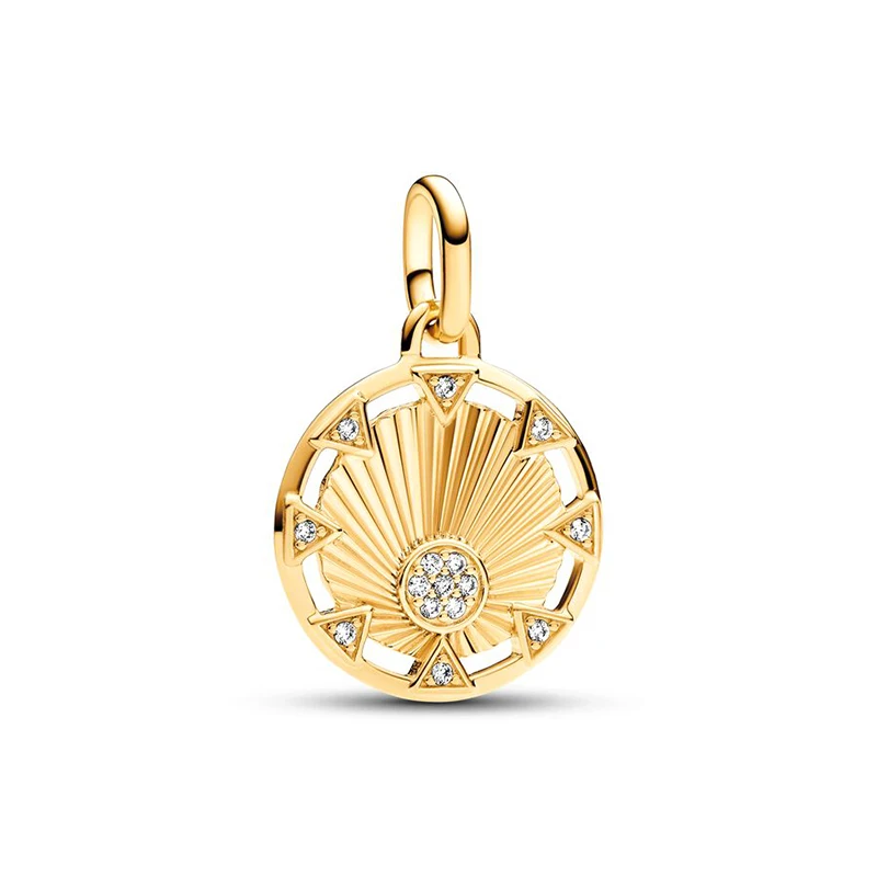 Mini abalorio de ancla chapado en oro de 18K para mujer, Plata 2024, Perla de sol, colgante, pulsera de eslabones, joyería artesanal, 925