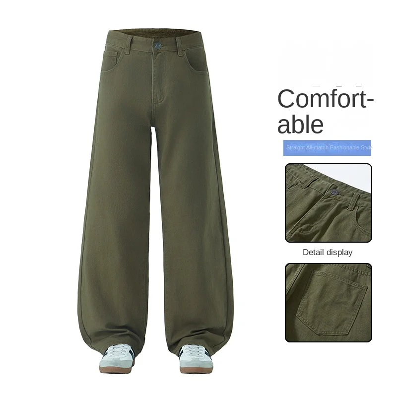 Man Pants Men Trousers New Spring Summer Cotton Casual Loose Straight Fit Versatile Mens Bottoms