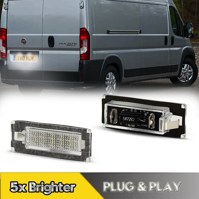 

2Pcs LED Number License Plate Lights Lamps For Fiat Ducato Peugeot Boxer Citroen Jumper Bus Box Lancia Ypsilon Musa 2006-2020