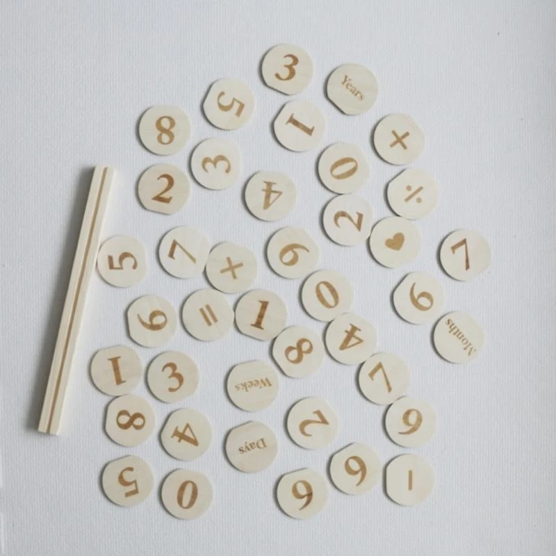 J15U Hölzerne monatliche Meilenstein-Fotokarten, Schallplatten, frühes Lernen, Multiplikation, Holzspäne, Baby, Kinder,