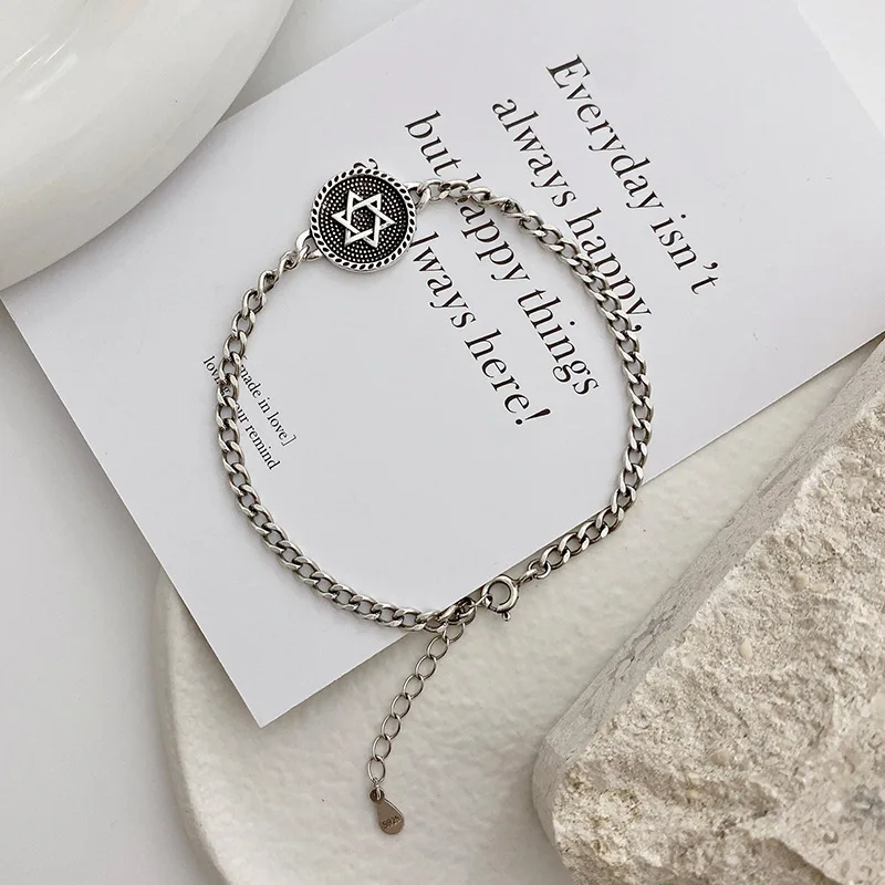 David Star Bracelet Women Thai Silver Charm Bracelet