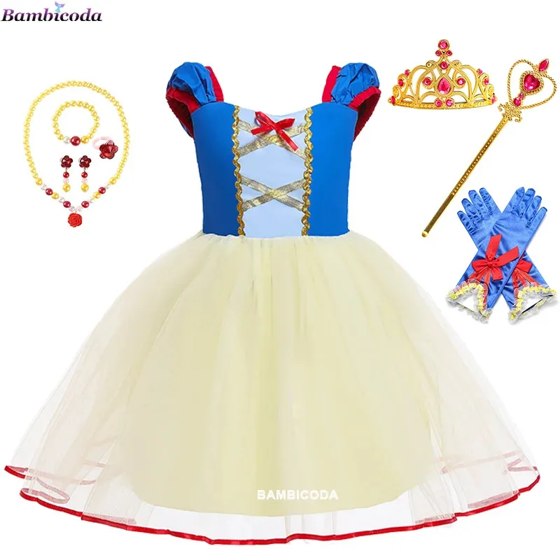 WU01 سندريلا تأثيري حلي ملابس الاطفال للفتيات فستان الأميرة مع قفازات التاج حفلة عيد ميلاد الكرة ثوب الطفل CostuJk5 *!