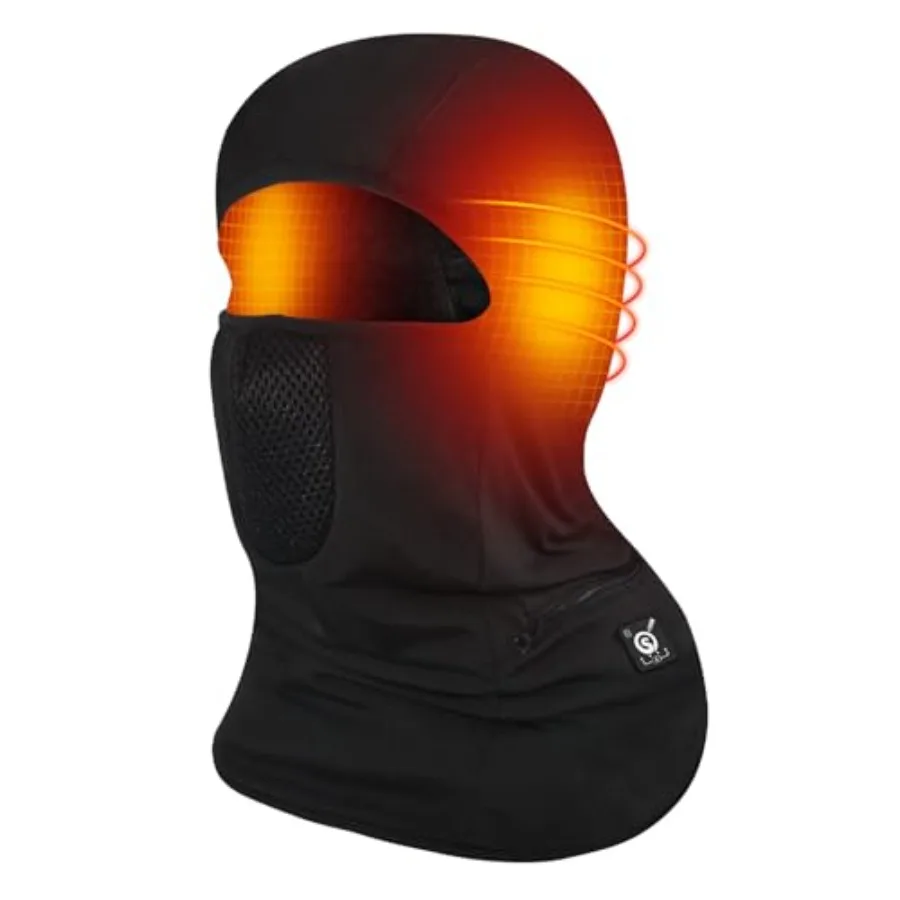 

Heated Battery Balaclava Face Ski Mask for Men Women Windproof Heated Hat Motorcycle Riding Black Rechargeable Thermal Protecti