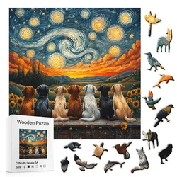 Wooden Jigsaw Puzzles Star Sky,Wooden Puzzles for Adults,Unique Shape Animal Irregular Wooden Gifts for Friends Christmas