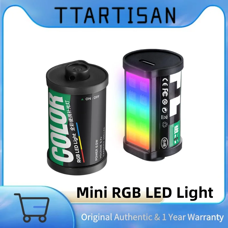 TTArtisan RGB Mini Fill Light Magnetic cold shoe mount Video Light 400–750nM RGB Spectrum 80-160 min