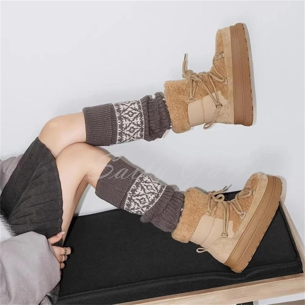 2026 شتاء جديد الخبز حزام أفخم الثلوج الأحذية للنساء جولة تو سميكة القاع المخملية الدافئة حزام المضادة للانزلاق القطن الأحذية #1