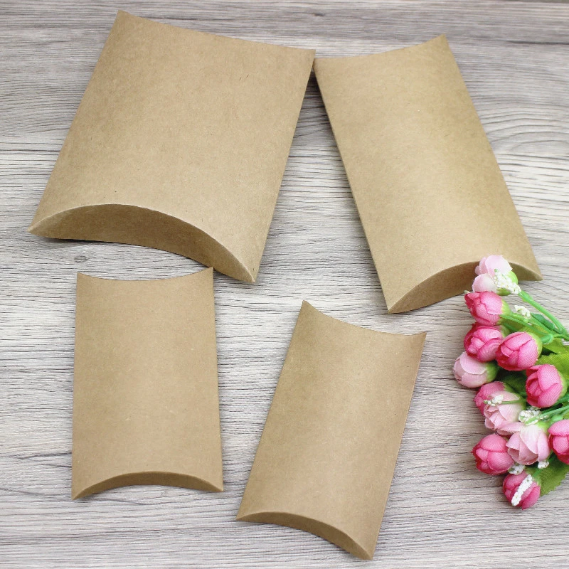 10pc Multis Size Gifts Box Vintage Kraft White Gifts Package Pillow Box Paper Party Suppiles Wrapping Jewelry Package