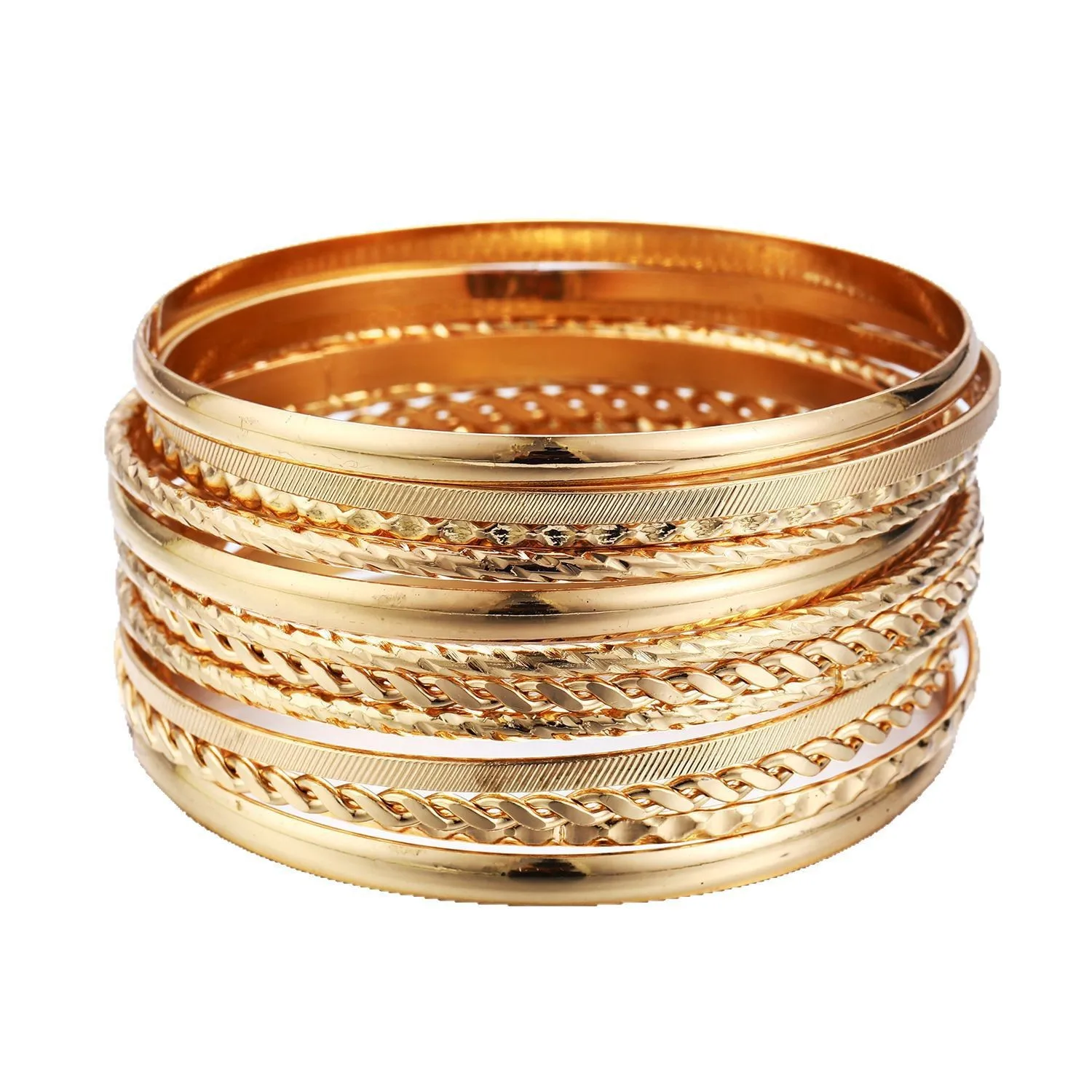 Wide Band Stackable Cuff Bracelet Collection Indian Style Multi Round Polished Metal Bangle for Women Bold Fashion