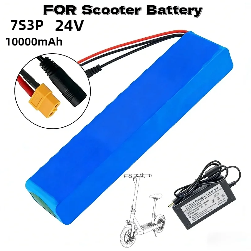 

24V 10Ah Rechargeable Lithium Battery Pack with Charger Stable Energy High Capacity Replacement for 250W 350W Scooter Power