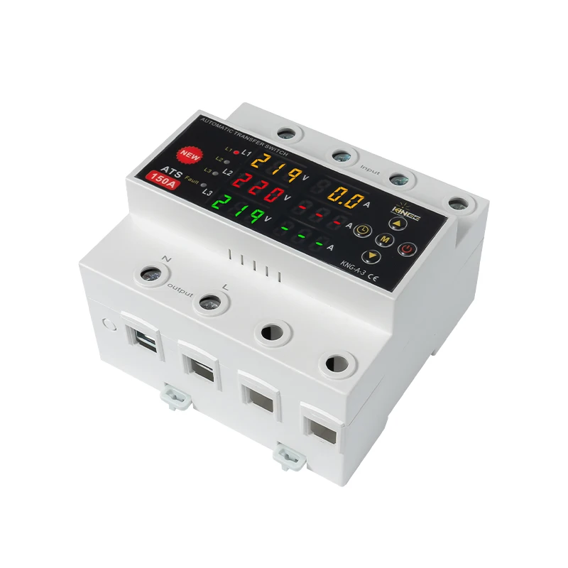 KINEE ATS 150A Digital Adjustable Over and Under Voltage Current protection Automatic Phase Changeover Transfer Switch 3P+N
