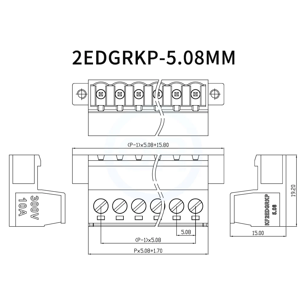 (10 pcs) KF 2EDGRKP 5.08MM 5.0MM With Ears Solderless Aerial Butt Pair Plug-In Terminal Receptacle 15EDGRKP 5.0/5.08 2-24Pin
