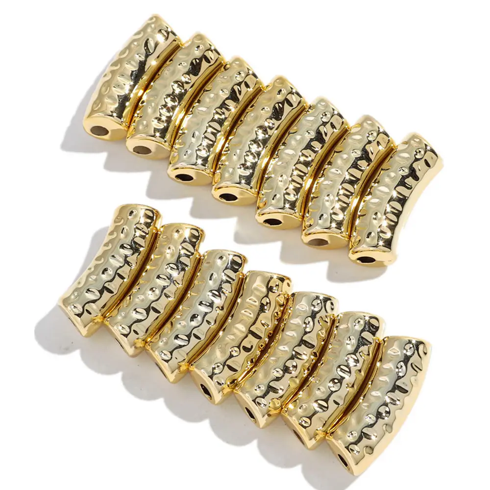 20 pz CCB 11 MM Tubo di Bambù Perline Colore Oro Martellato Grossolido Tubo Piegato Perline Allentate per Il Braccialetto FAI DA TE Collana accessori di gioielli