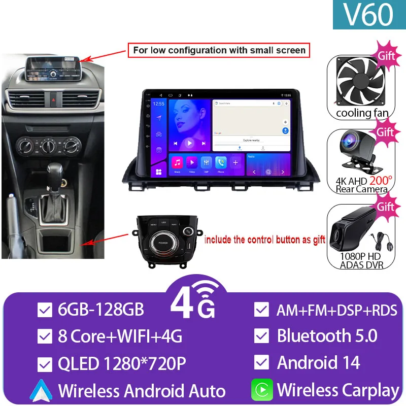 Voor Mazda 3 Axela 2014-2019 Mazda CX-4 CX4 2016-2018 Autoradio Android Auto GPS Navigatie multimedia Video Player Geen DVD