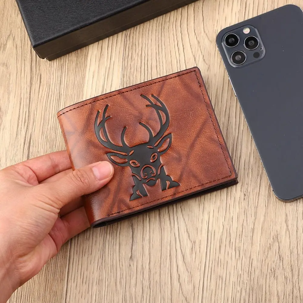 Новый мужской кошелек из искусственной кожи в стиле ретро, черный кофейный кошелек с 3D тисненым узором, ультратонкий двойной складной кошелек с несколькими карманами для мужчин и женщин