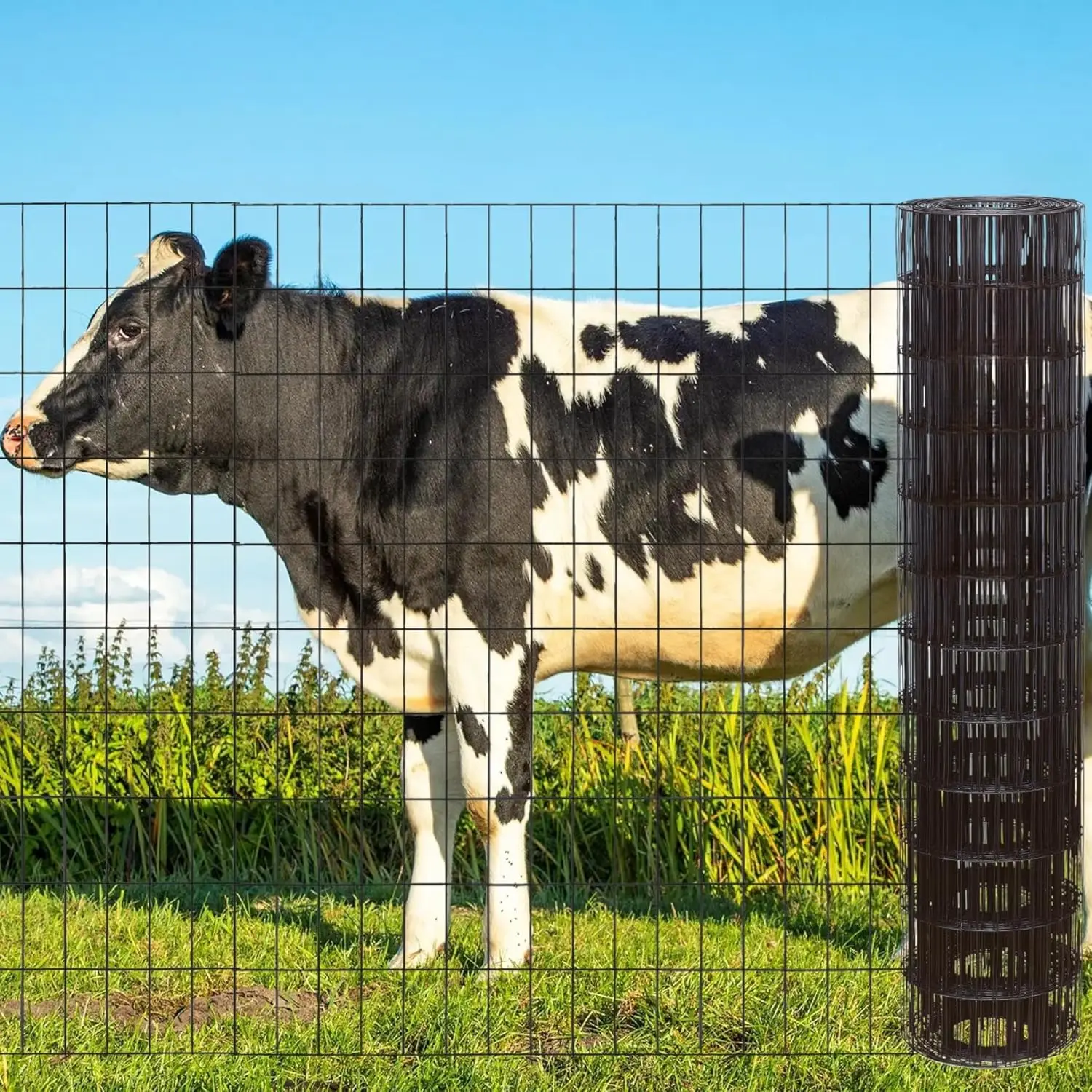 

48in x 100ft Vinyl Coated Garden Fence, 2x3 Inch Mesh for Plant and Poultry Protection