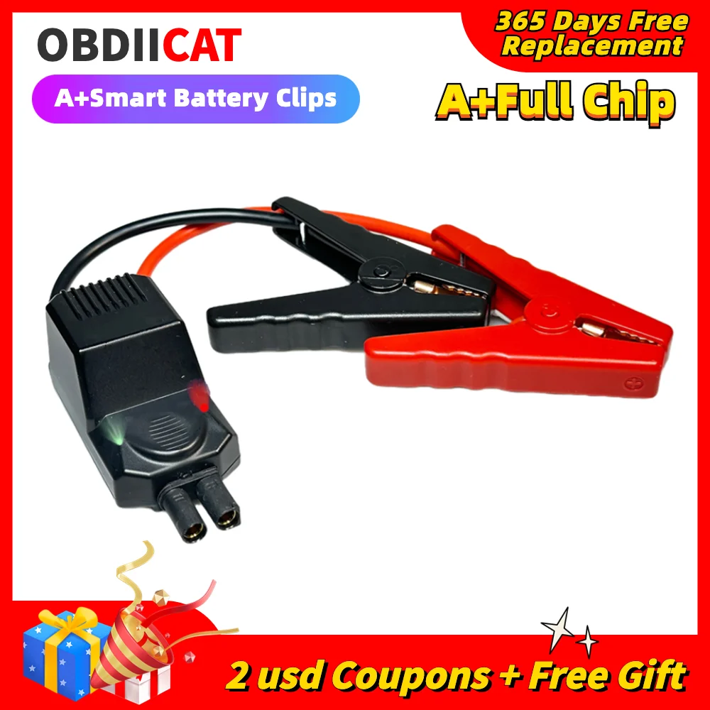 OBDIICAT Emergency Jumper Cable Clip Intelligent Clamp Booster for Car Jump Starter Smart Clips for Universal 12V Jump Starter