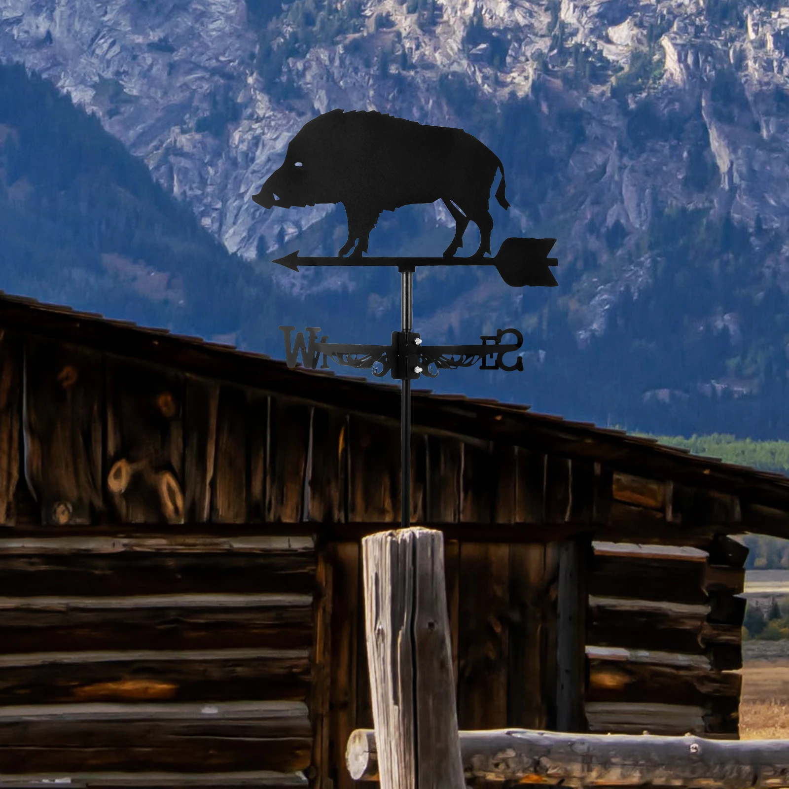

Wild Boar Weather Vane Durable Iron Lawn Garden Decor Yard Weathervane Metal Stake Wind Direction Indicator Outdoor Patio