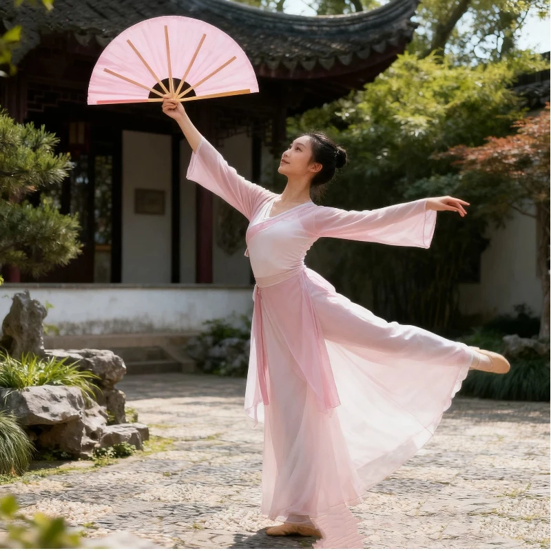 

Pure Color Korean Dancing Fans Elegant Beautiful Double Sided Square Dancing Yanko Silk Fan Festival Celebration Exam Dance Fan