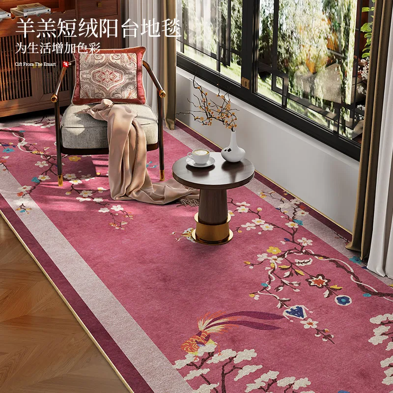 Chinese Classical Bedroom Bedside Carpet Classic Landscape Flower Bird Painting Balcony Rug IG Large Area Luxury Decoration Home