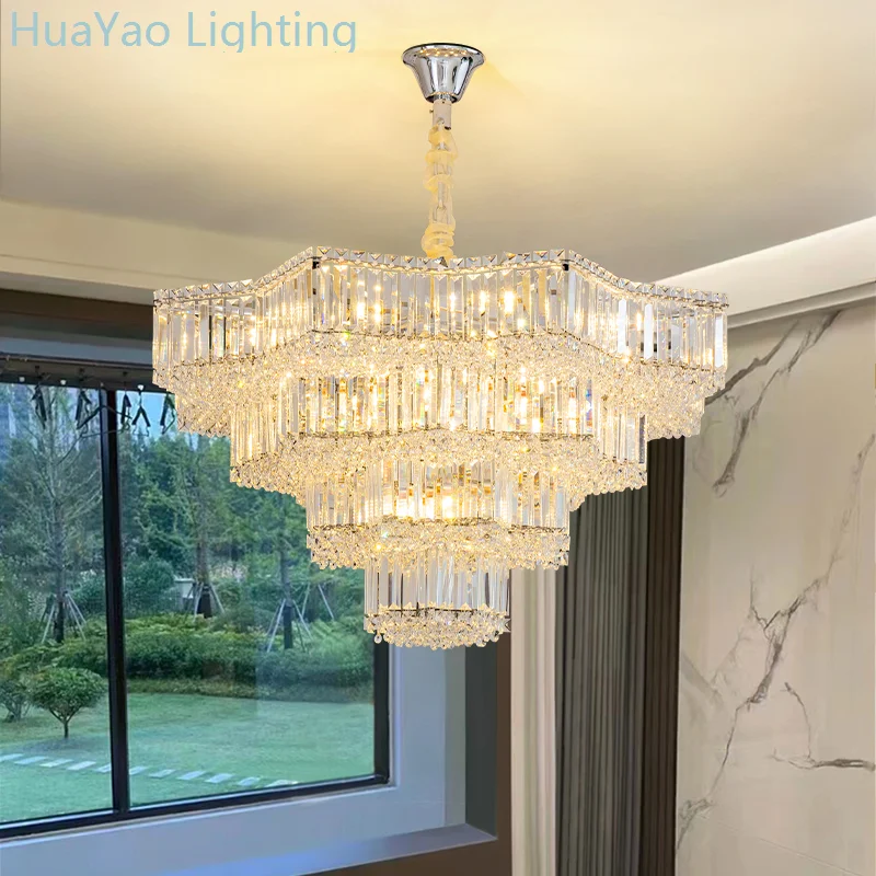 

Light Luxury High-End Villa Lobby Duplex Lluxury Living Room Crystal Chandelier Bedroom Dining Room Crystal Chandelier