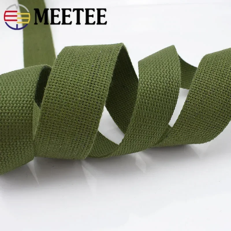 10Meters 15-50mm 2mm Thick Army Green Cotton Webbing Canvas ribbon for Bag Backpack Strap Seat Belt Tape Bias Binding Accessory