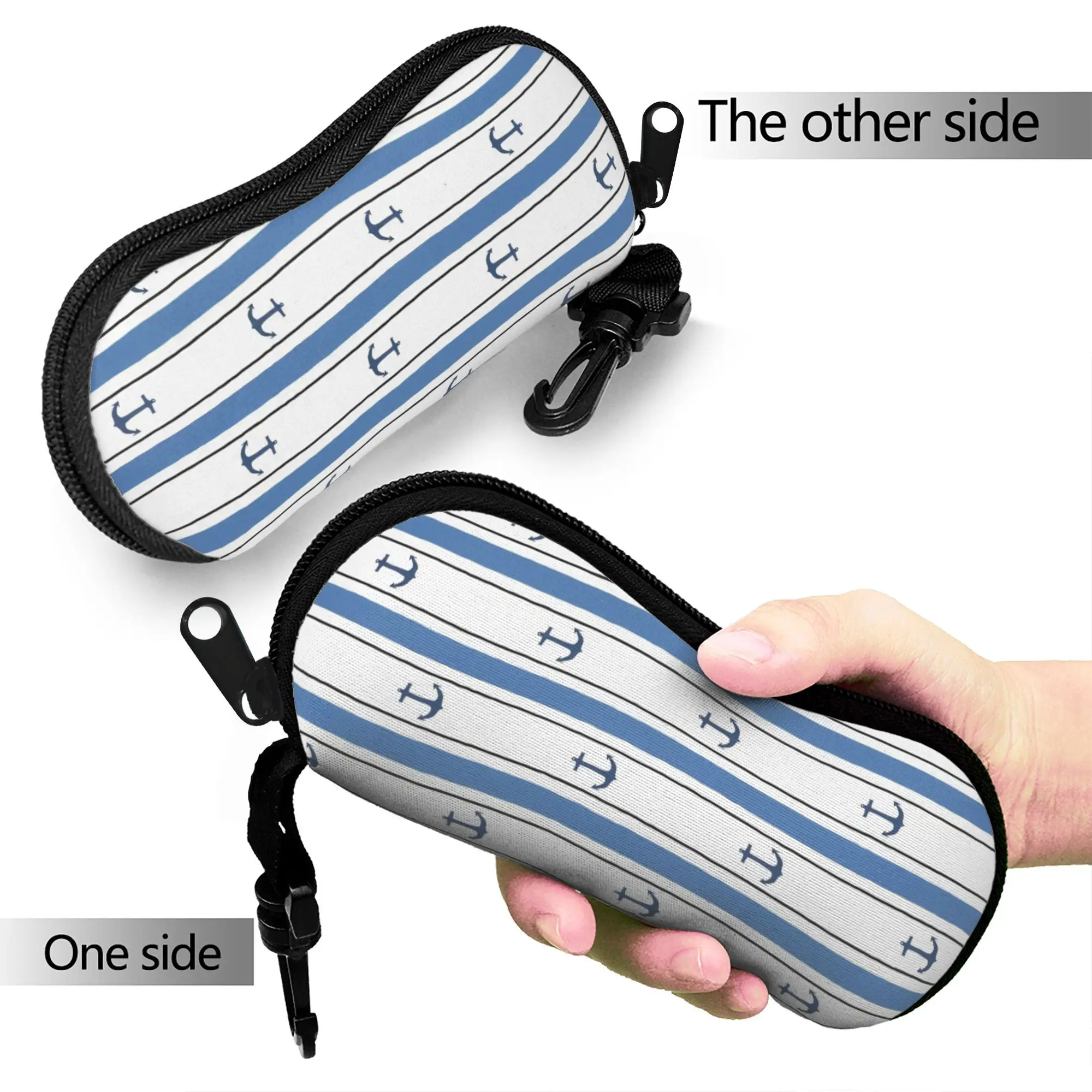 Nautical Anchor Boat Glasses Case Cover  Zipper Sunglasses Pouch Trend Pocket Eyeglass Protector Male Female Eyewear Organizer