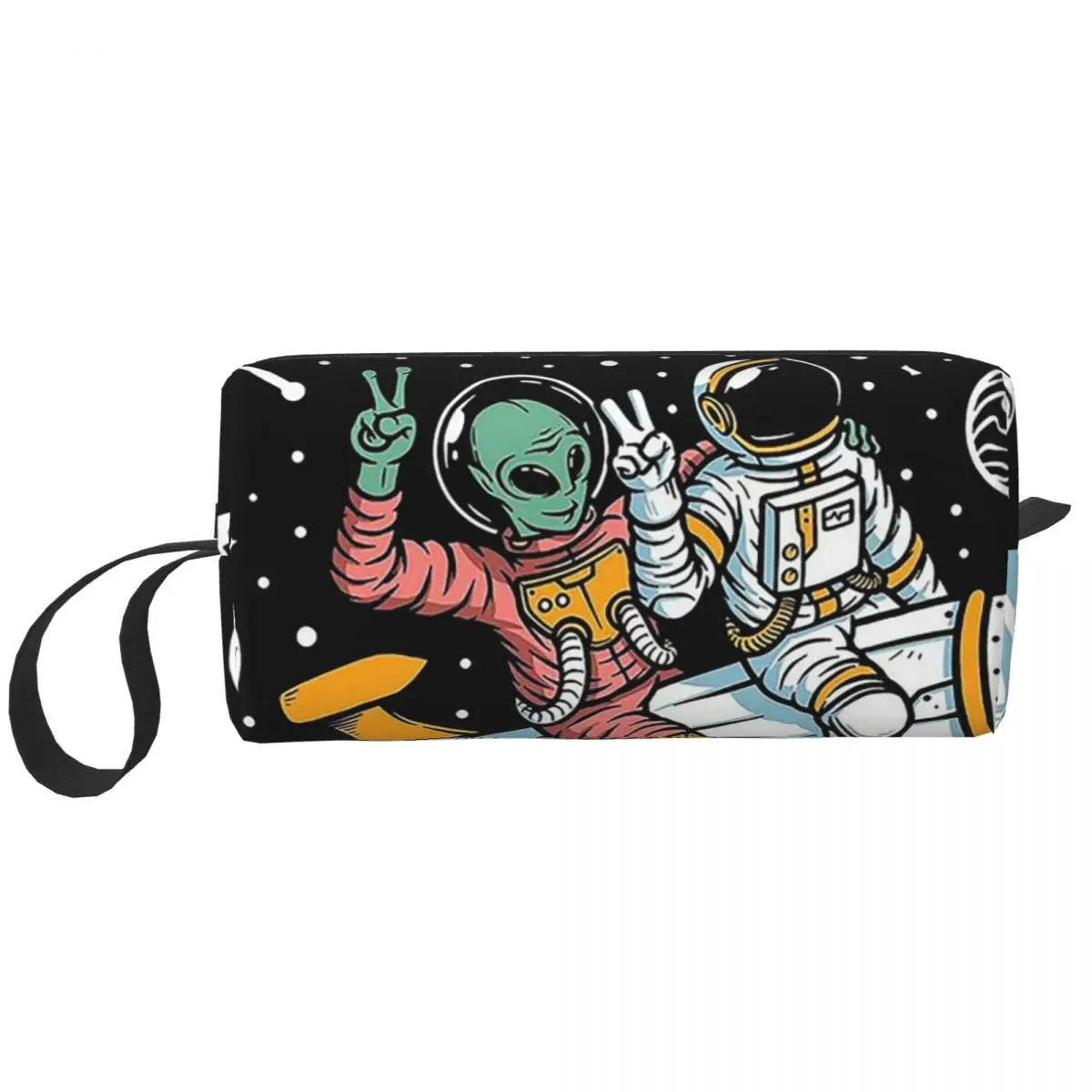 Federmäppchen mit Astronauten- und Raketenmotiv, Planeten- und Mondmotiv, für Studenten, Stiftbox, Bleistiftbeutel, Schreibwaren, Reise-Organizer für Damen