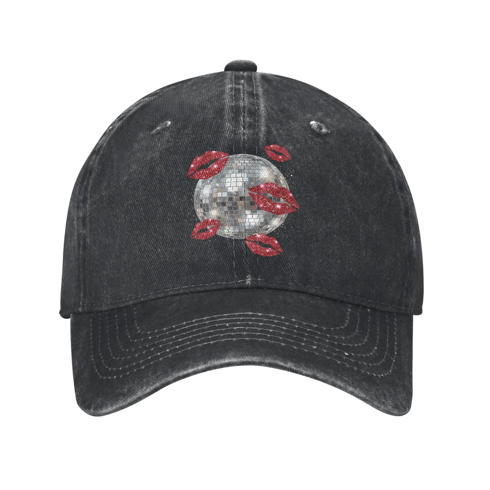 Disco Ball Kissing Lips Sun Baseball Cap  Unisex Men Print Trucker Hat Summer Casual Outdoor Sports Adjustable Baseball Caps