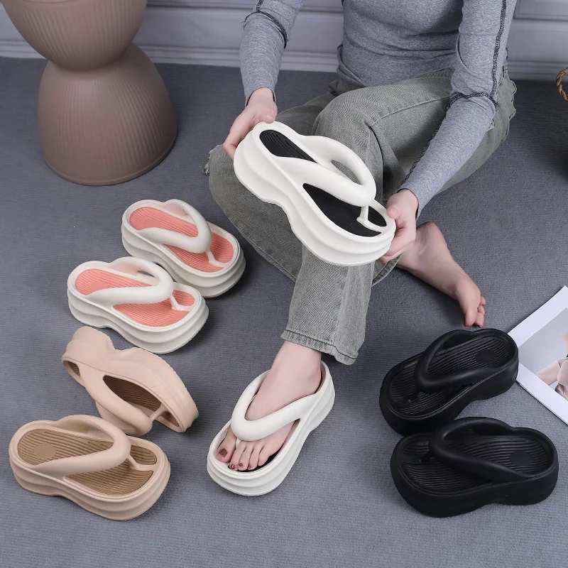 Summer Women\'s Flip Flops Comfortable Non Slip EVA Thick Sole Sandals 2024 New Fashionable Outdoor Soft Sole Slippers Women