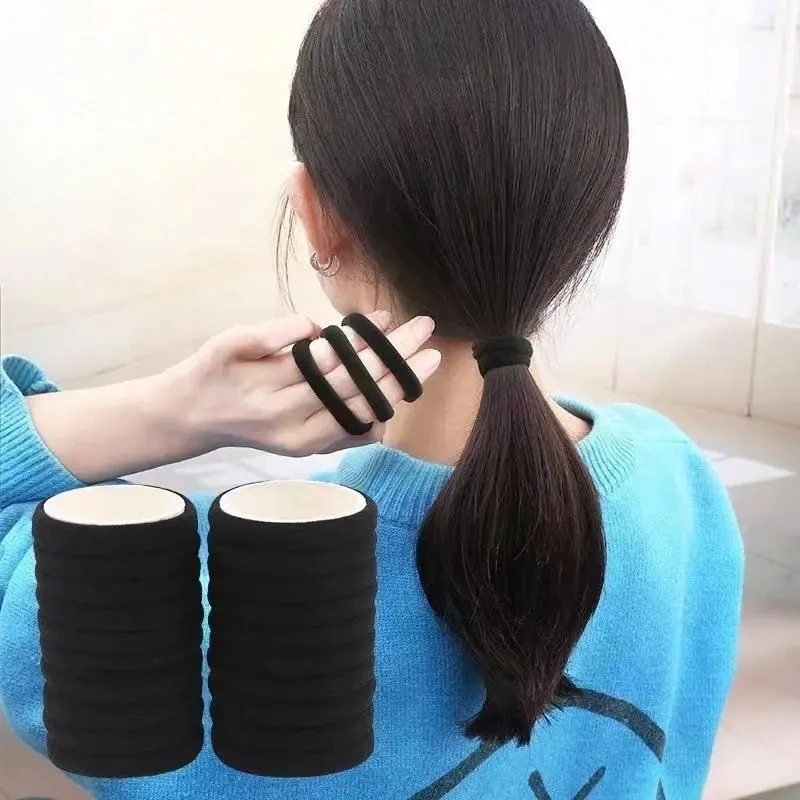 

20pcs Black Hair Ties Towel Hair Band Seamless Hair Accessories High Stretch Headband