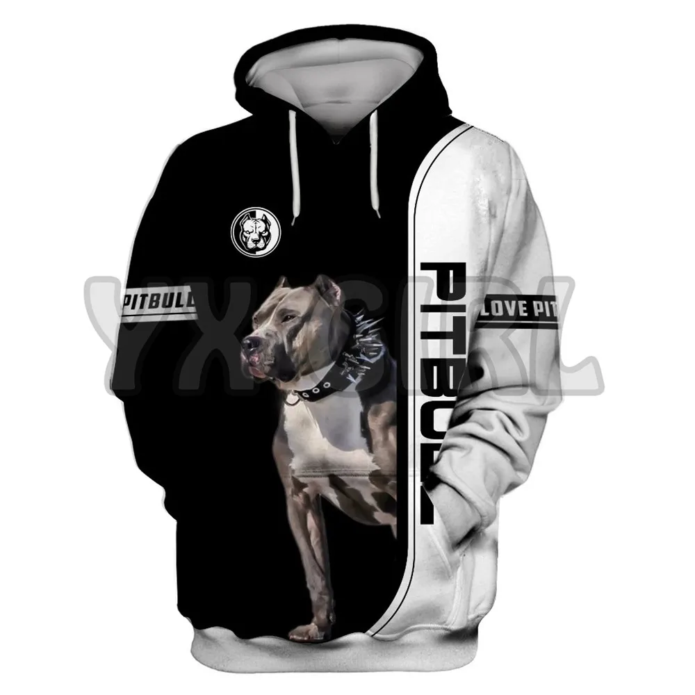 Love Dog Pit Bull Terrier 3D All Over Printed Hoodies Women's For Men Pullovers Street Tracksuit Love Dog Gift