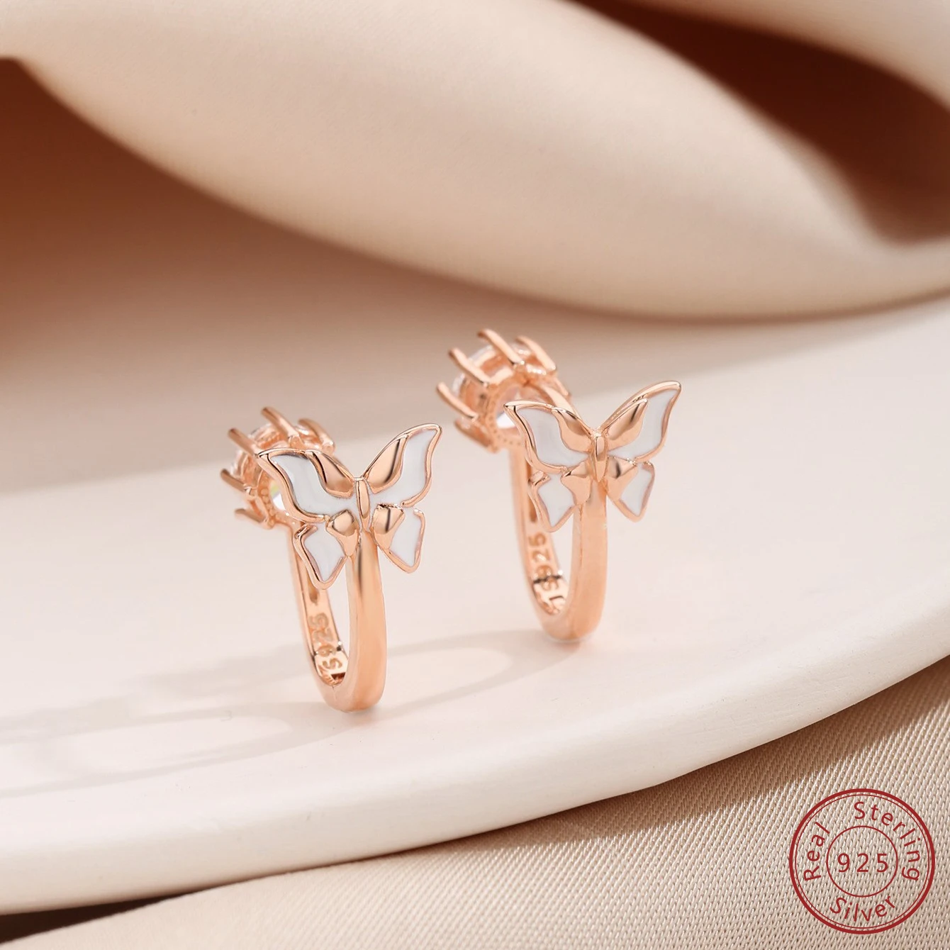 2024 New 100% 925 sterling silver personality Butterfly zircon earrings woman fashion Retro trend Jewelry Mother's Day gifts