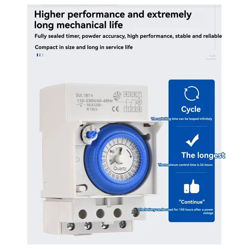 A60zsul181h Din Rail Analog Mechanical Timer Switch 24 Hours Timer Switch 30 Minutes Programmable AC110V-230Vmay