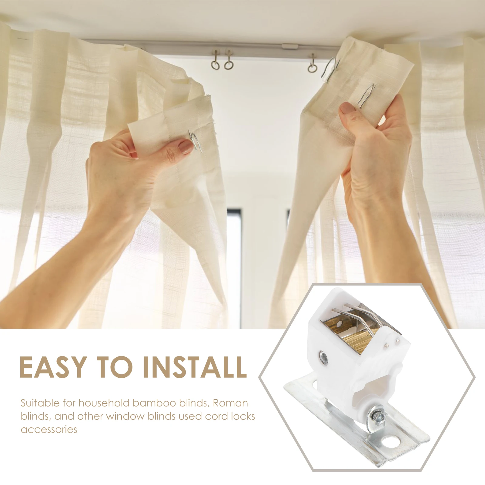 4pcs Sliding Wheel Cordless Curtain Locks For Roman Bamboo Blinds Stainless Steel Household Window Blind Accessories