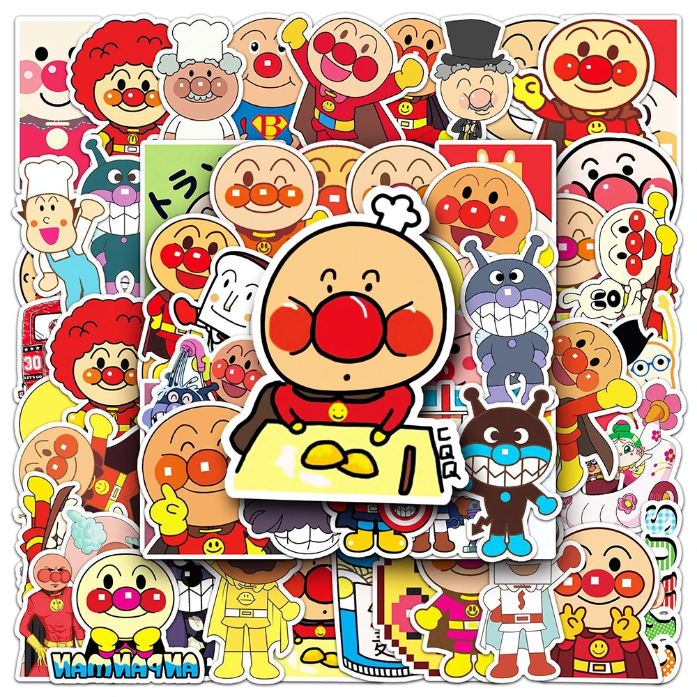 10/30/52pcs Cute Anpanman Cartoon Stickers for Kid Toy Decal Waterproof Suitcase Skateboard Luggage DIY Fun Anime Sticker Packs