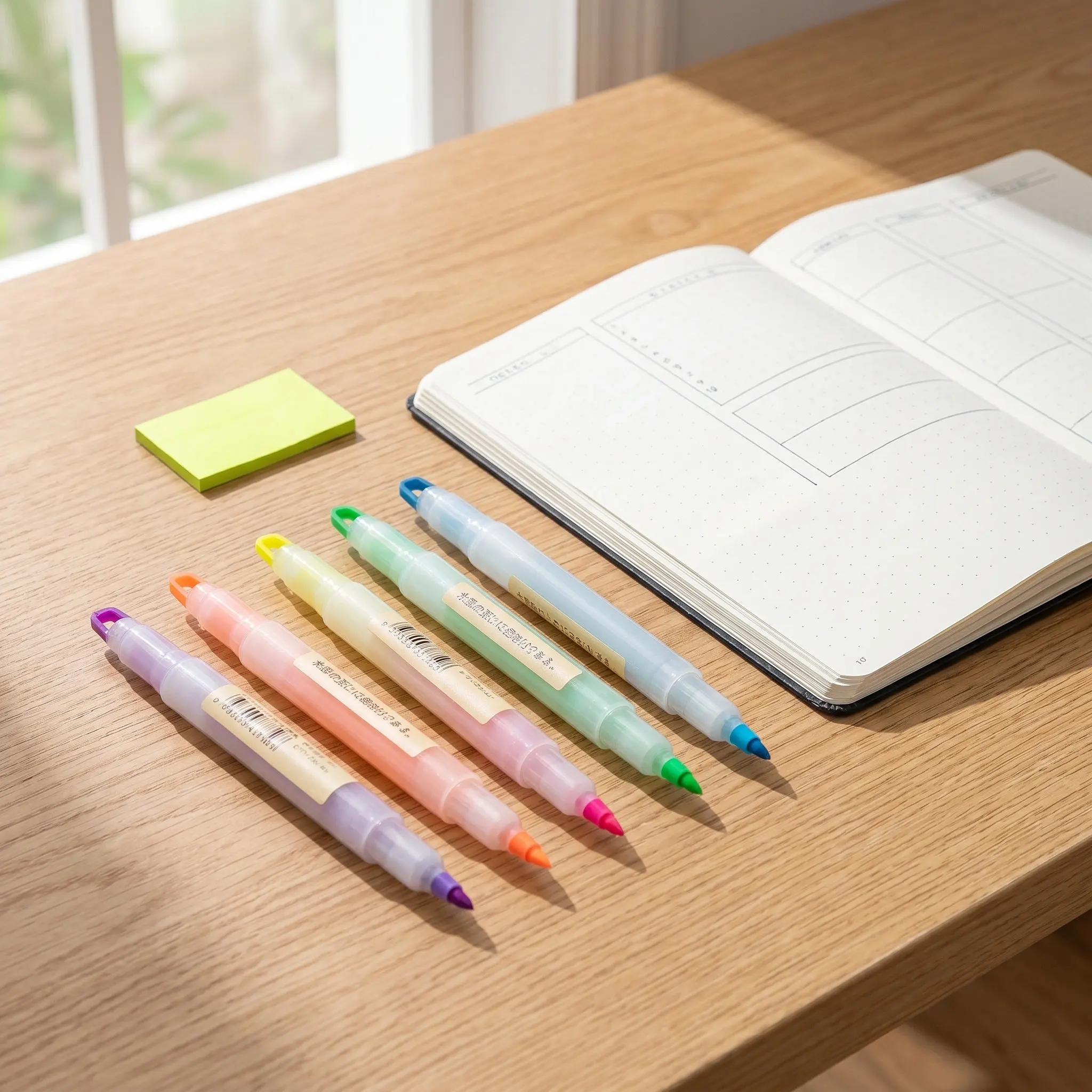6Pcs Fluorescent Pens Double Ended Highlighter Ergonomic Design Quick Drying Marker Pen School Office Stationery