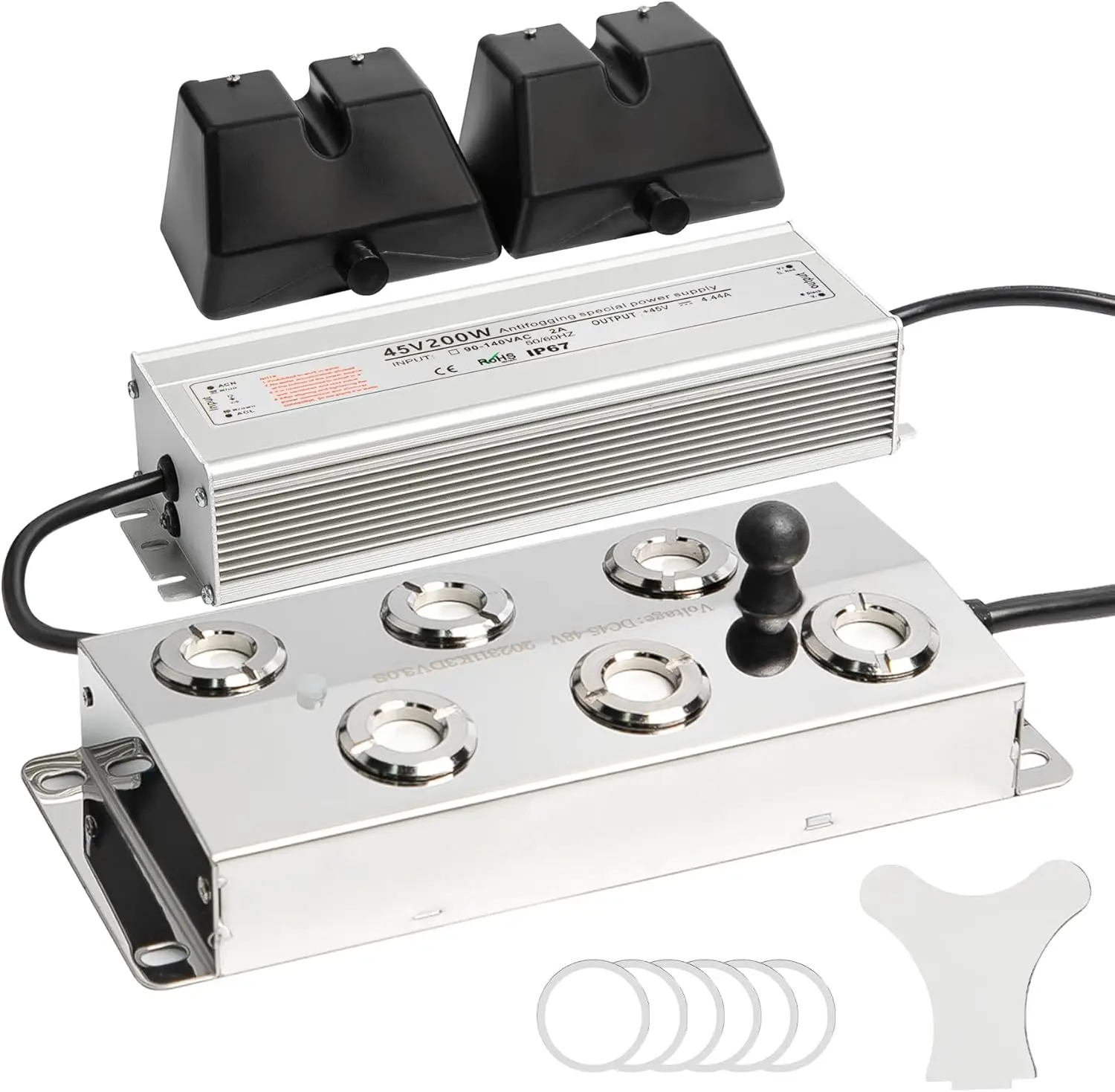 

Upgrade Ultrasonic Fogger 6 Head with Buoy, Ultrasonic Mist Maker 5000ml/H, Mist Maker Fogger 200W, IP67 Waterproof Power Supply